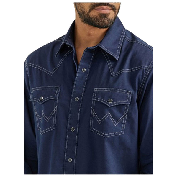 112352852 Wrangler Men's Retro Premium Long Sleeve Snap Shirt - Rich Navy