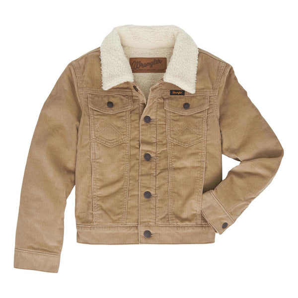 112352972 Wrangler Boys Sherpa Lined Corduroy Jacket - Wheat