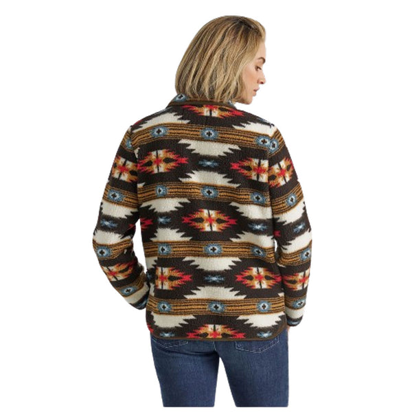 112353121 Wrangler Women's Retro Southwestern Sherpa Pullover - Geo Brown