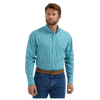 112355331 Wrangler Men's Long Sleeve Western Button Down Shirt - Aqua Plaid