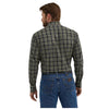 112355360 Wrangler Men's Wrinkle Resist Long Sleeve Western Shirt - Army Green Plaid