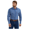 112355369 Wrangler Men's Wrinkle Resist Long Sleeve Western Shirt - Blue Plaid