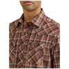 112355373 Wrangler Men's Retro® Long Sleeve Modern Fit Western Snap Shirt - Brown Plaid