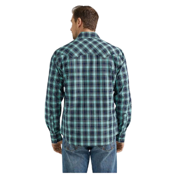 112355374 Wrangler Men's Retro® Long Sleeve Modern Fit Western Snap Shirt - Teal Dream