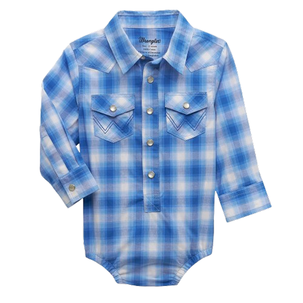 112355399 Wrangler® Baby Boy Bodysuit - Blue Plaid