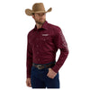 112355405 Wrangler Men's Logo Long Sleeve Snap Shirt - Burgundy