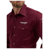 112355405 Wrangler Men's Logo Long Sleeve Snap Shirt - Burgundy