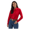 112358017 Wrangler Women's Retro Long Sleeve Solid Western Shirt - Red