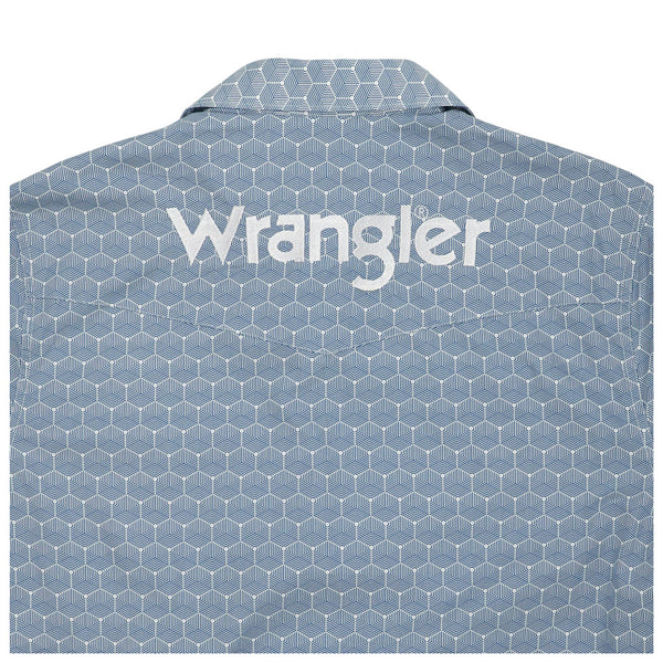 112359470 Wrangler Men's Logo Long Sleeve Classic Fit Button Shirt -  Blue