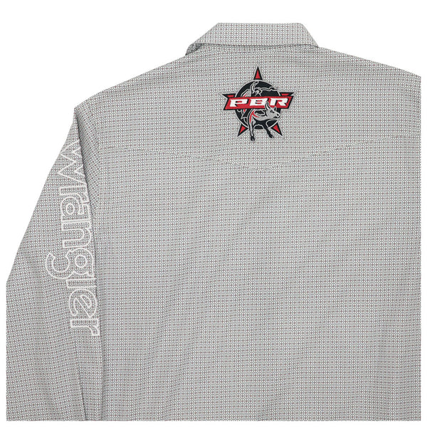 112359482 Wrangler Men's PBR Logo Long Sleeve Snap Shirt - White