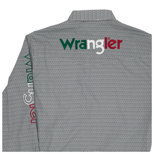 112359483 Wrangler Men's Mexico Logo Long Sleeve Classic Fit Button Shirt -  Grey