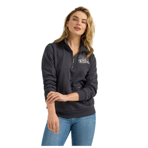 112361176 Wrangler Women's Retro Vintage 1/4 Zip Pullover - Black