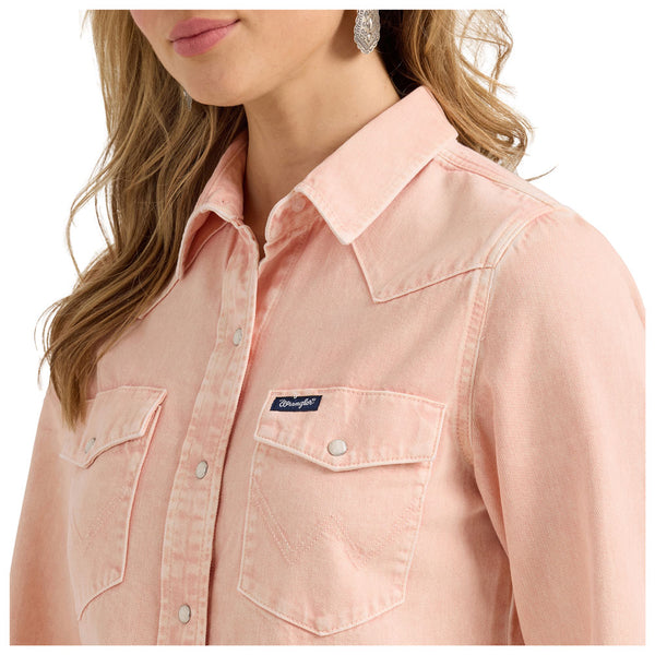 112361386 Wrangler Women's Retro Western Vintage Snap Top - Pink