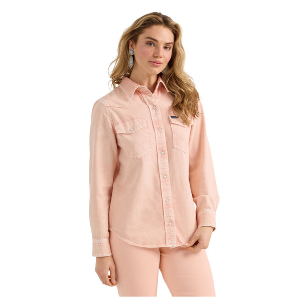 112361386 Wrangler Women's Retro Western Vintage Snap Top - Pink