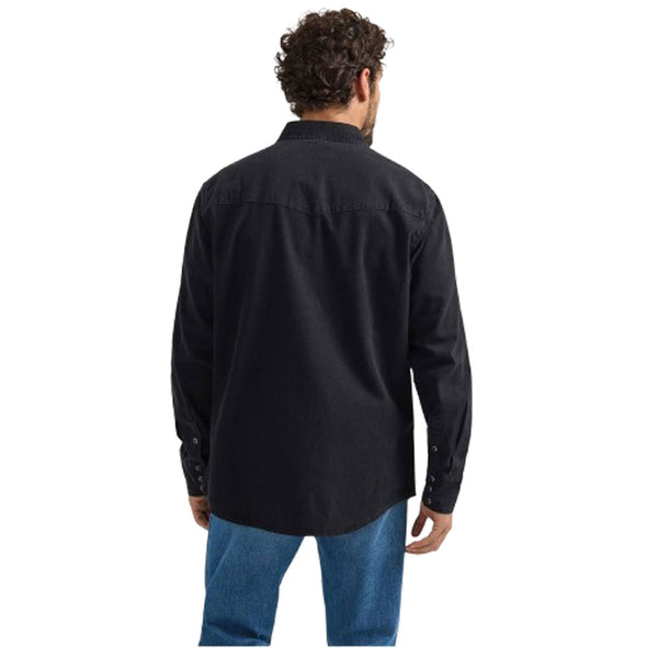 112361702 Wrangler Men's Denim Long Sleeve Snap Shirt - Black