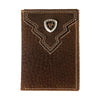 A35621282 Ariat Trifold Overlay Shield Brown Rowdy Leather Wallet