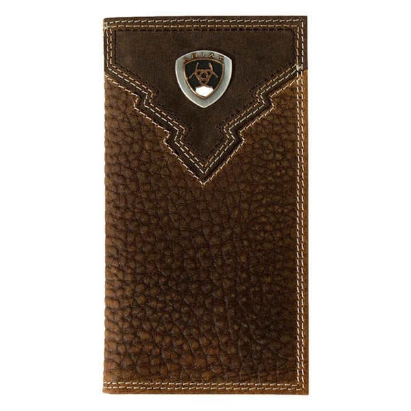 A35620282 Ariat Rodeo Overlay Shield Brown Rowdy Leather Wallet