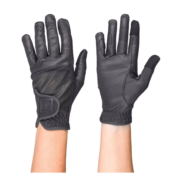 241002 Romfh Women's Leather Riding Gloves - Black