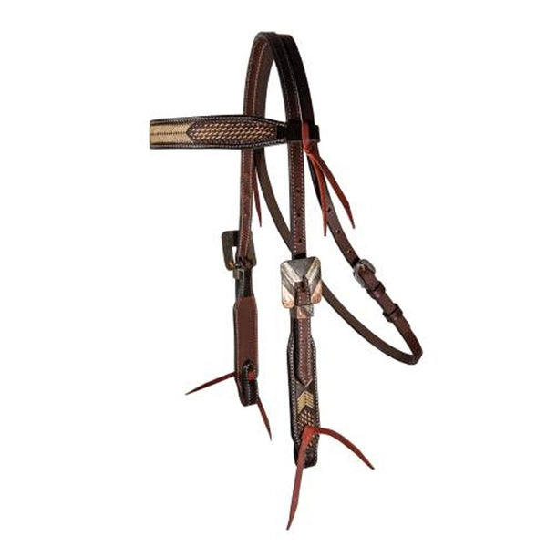 3P4037 Professional's Choice Western Browband Headstall - Chocolate Arrowhead