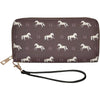 63-LW446 AWST Horse Clutch Wallet - Brown with White Horses