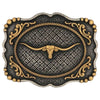 A1003P Montana Silversmiths Framed Longhorn Attitude Belt Buckle