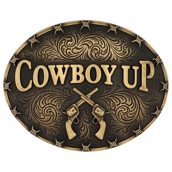 A1007C Montana Silversmiths Cowboy Up Attitude Belt Buckle