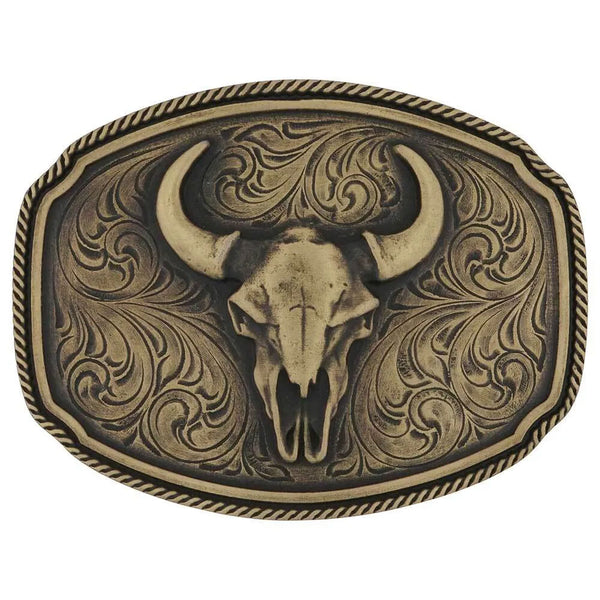 A1023C Montana Silversmiths Wild Ambition Buffalo Skull Attitude Belt Buckle