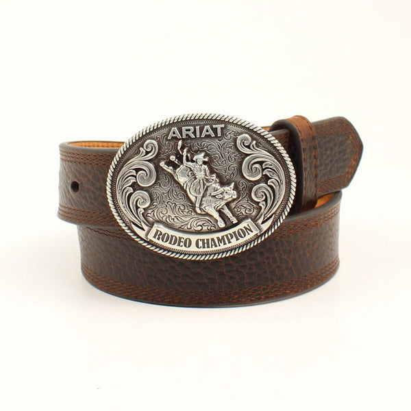 A1305802 Ariat Youth Western Belt with Rodeo Bull Buckle