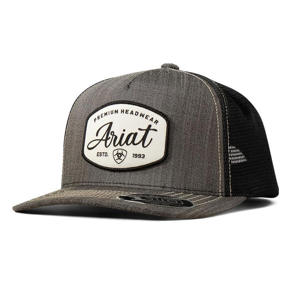 A300088901 Ariat Men's FlexFit Front Patch Logo Ball Cap - Heather Black