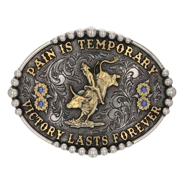 A829 Montana Silversmiths Pain Is Temporary Bull Riding Attitude Belt Buckle