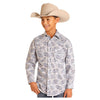 BBN2S04706 Rock & Roll Boys' Long Sleeve Western Snap Shirt - White Paisley