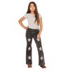 BG6PD05337 Rock & Roll Girls' Star Print Flare Jean - Charcoal