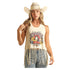 BW20T04016 Rock & Roll Women's Long Live Cowgirls Fringe Tank Top - Eggshell