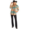 BW92C05212 Rock & Roll Women's Aztec Fleece Shacket - Turquoise