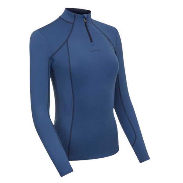 IT03317015 My LeMieux Ladies Base Layer Quarter Zip Long Sleeve Shirt - Atlantic UK 12/US/8