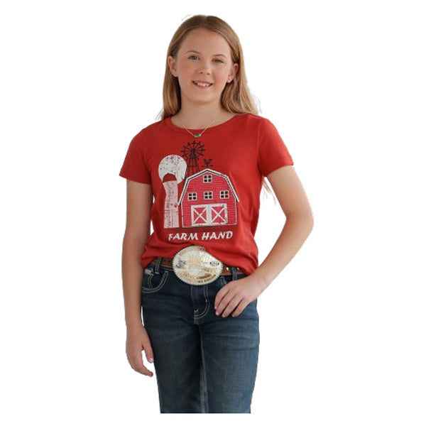 CTK8910001 Cruel Girl Girls' Ranch Hand Short Sleeve Tee - Red