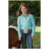 CTW3380004 Cruel Girl Girls' Long Sleeve Button Shirt - Turquoise Print