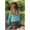 CTW3380004 Cruel Girl Girls' Long Sleeve Button Shirt - Turquoise Print