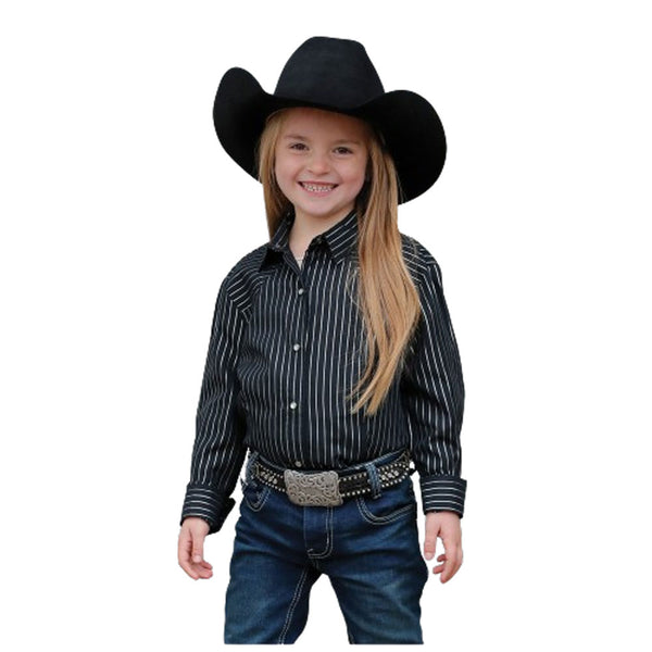 CTW3390001 Cruel Girl Girls' Long Sleeve Western Snap Shirt - Black Metallic Stripe