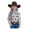 CTW8040007 Cruel Girl Girls' Long Sleeve Western Snap Shirt - Cream Print