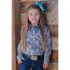 CTW8040009 Cruel Girl Girls Long Sleeve Western Snap Shirt - Grey Purple Paisley Print