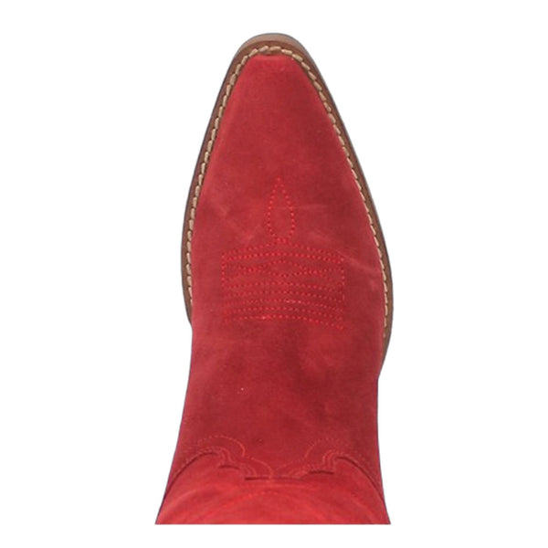 DI920 Dingo Women's Out West Snip Toe Leather Western Boot - Suede Red