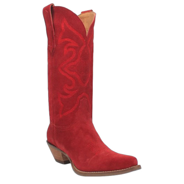 DI920 Dingo Women's Out West Snip Toe Leather Western Boot - Suede Red