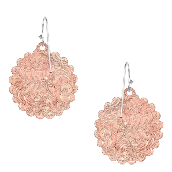 ER5836RG Montana Silversmiths Scalloped Edge Concho Rose Gold Earrings