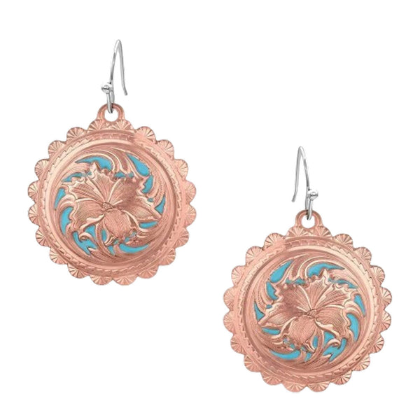 ER5836RG Montana Silversmiths Scalloped Edge Concho Rose Gold Earrings