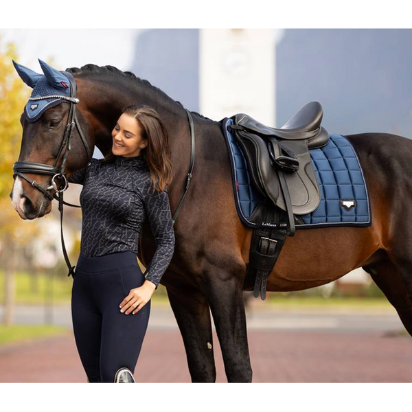 IT03836 LeMieux Loire Classic Satin Dressage Square Saddle Pad - Atlantic