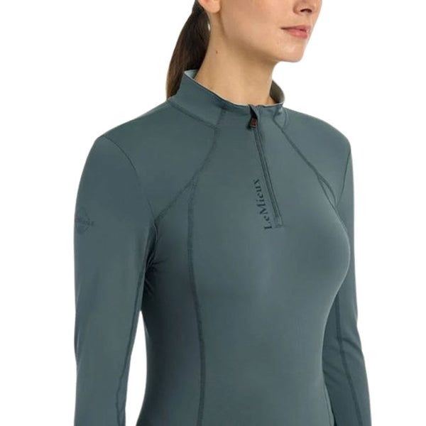 IT05070 My LeMieux Ladies Base Layer Quarter Zip Long Sleeve Shirt - Petrol