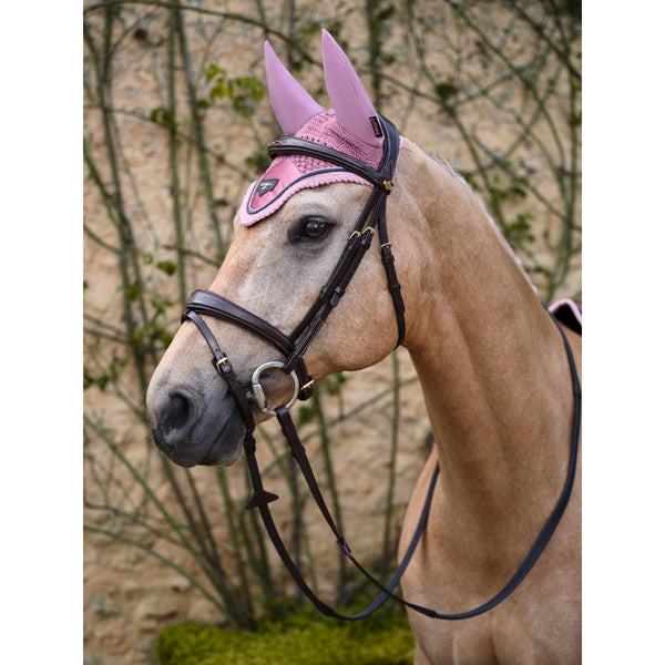 IT05940 LeMieux Loire Satin Fly Veil Hood Lycra Bonnet - Peony