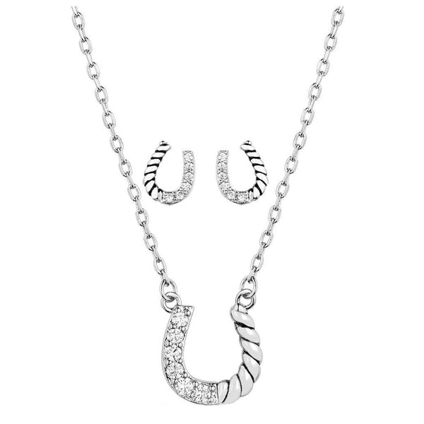 JS5969 Montana Silversmiths Roping Luck Horseshoe Jewelry Set