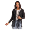 LW34T05170 Panhandle Women's Cardigan Sweater with Fringe Trim - Black